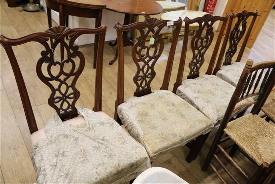 A set of four Chippendale style mahogany chairs